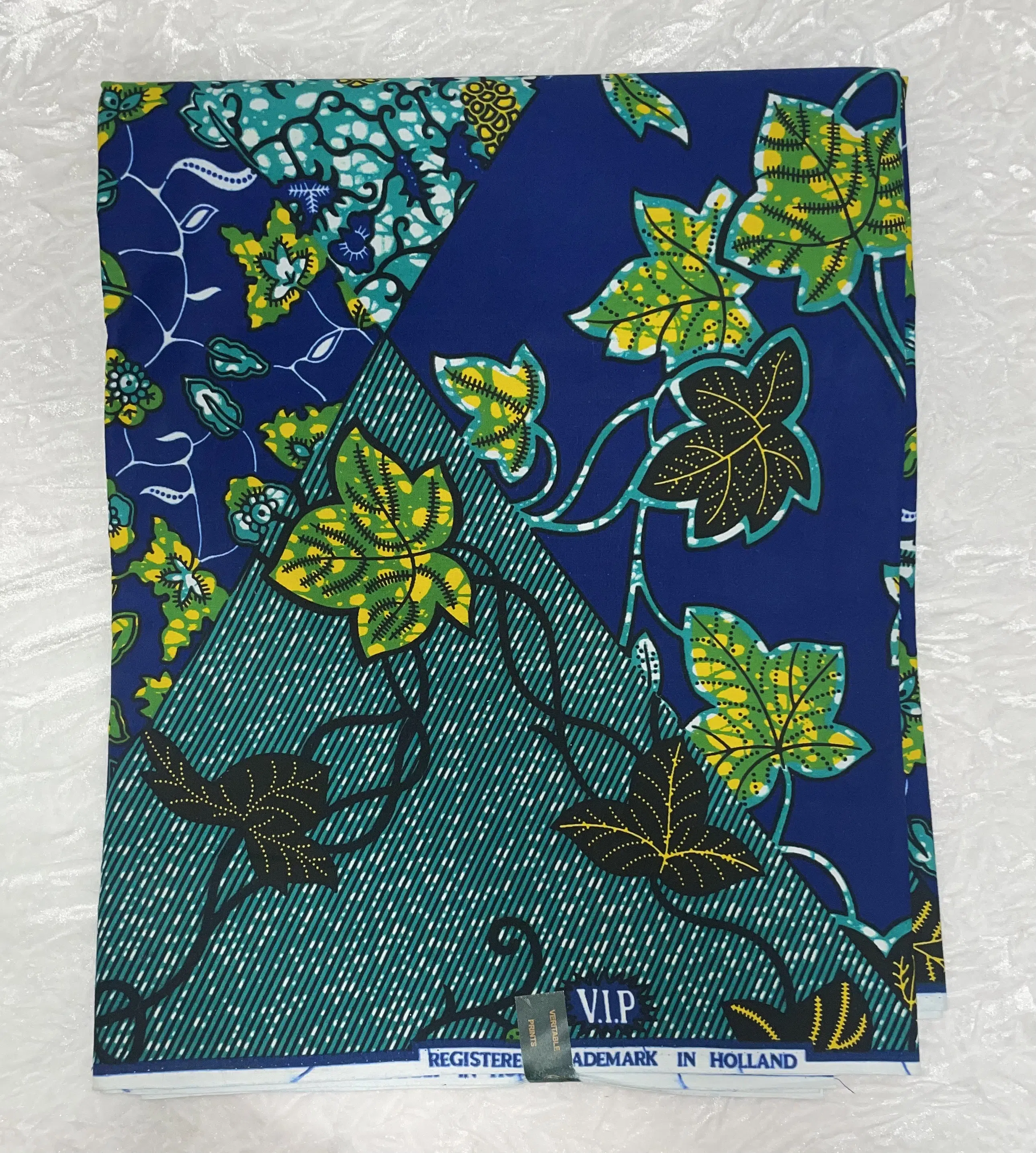 African Ankara Green & Blue Multi Environment 6 Yards VIP Fabric
