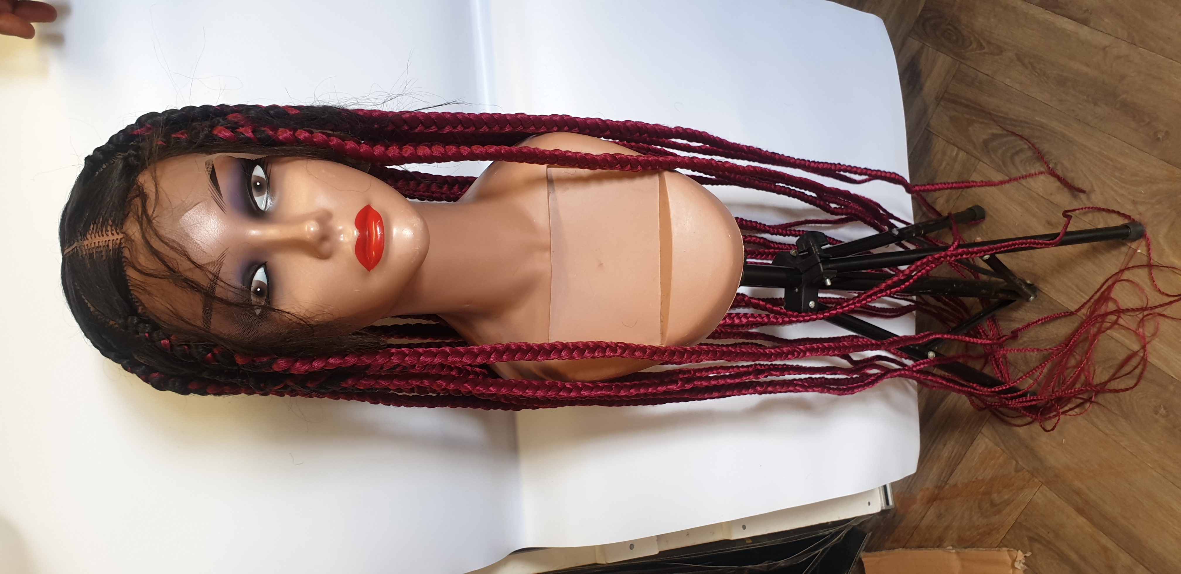 Red Twisted Braided Wig Hair Synthetic Hair 56inches