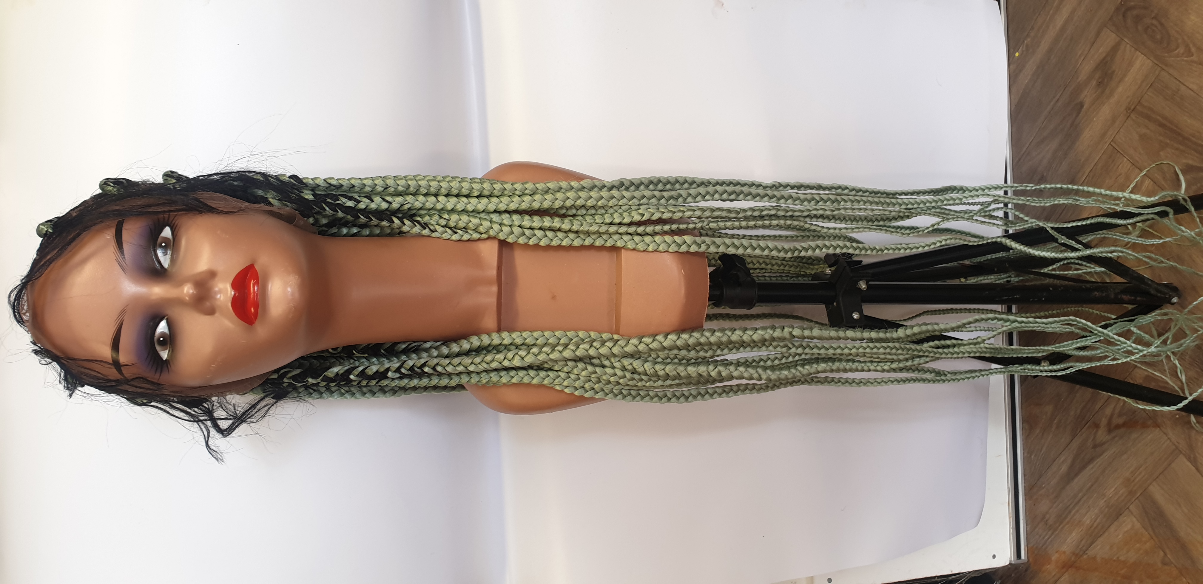 Braided Wig Greenish Hair Synthetic Hair 56inches
