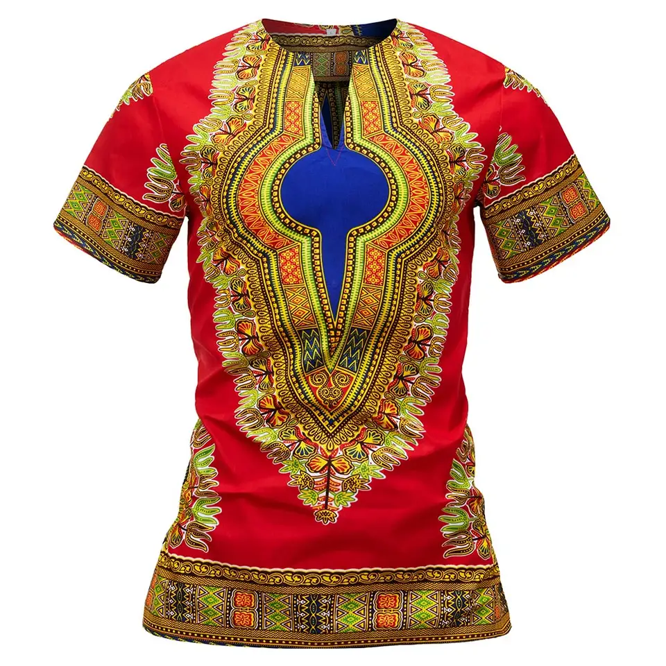 Men Top in Ankara African Pattern Dashiki short Sleeve Men's Casual Tshirt
